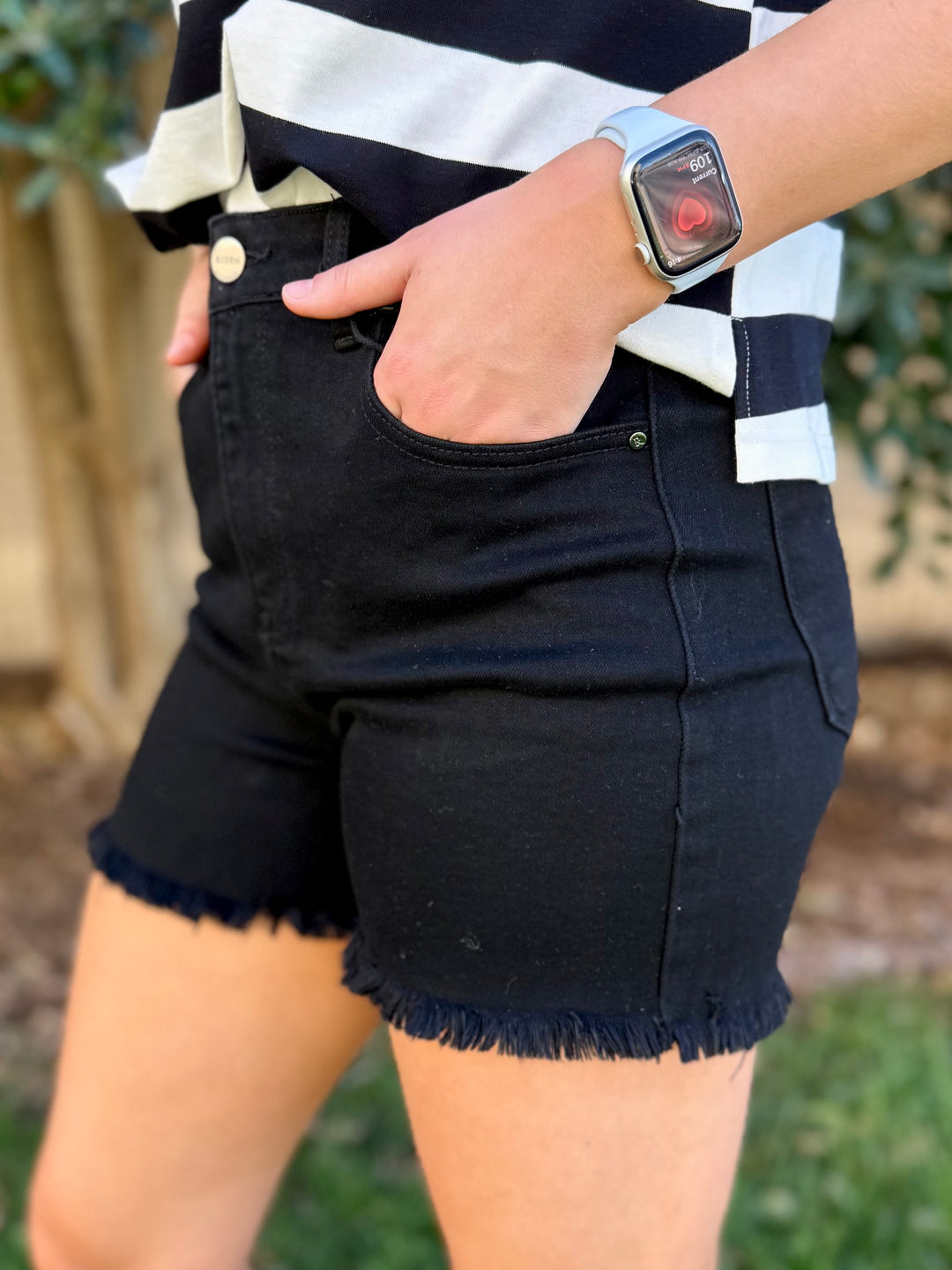 Pearl High Rise Raw Hem Shorts by Risen