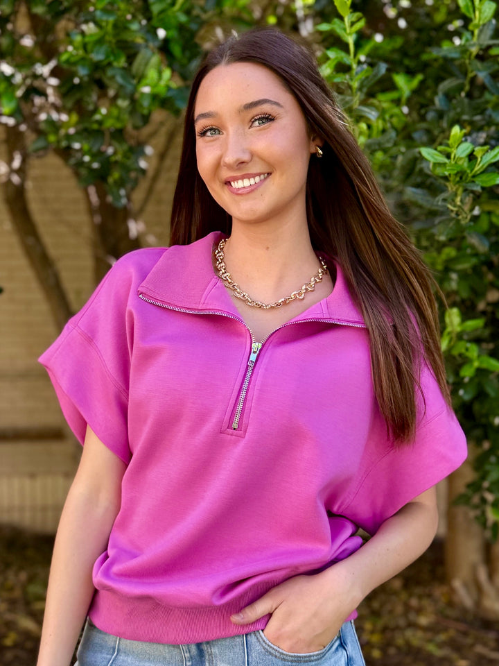 Zip Into Style Magenta 1/4 Zip Top