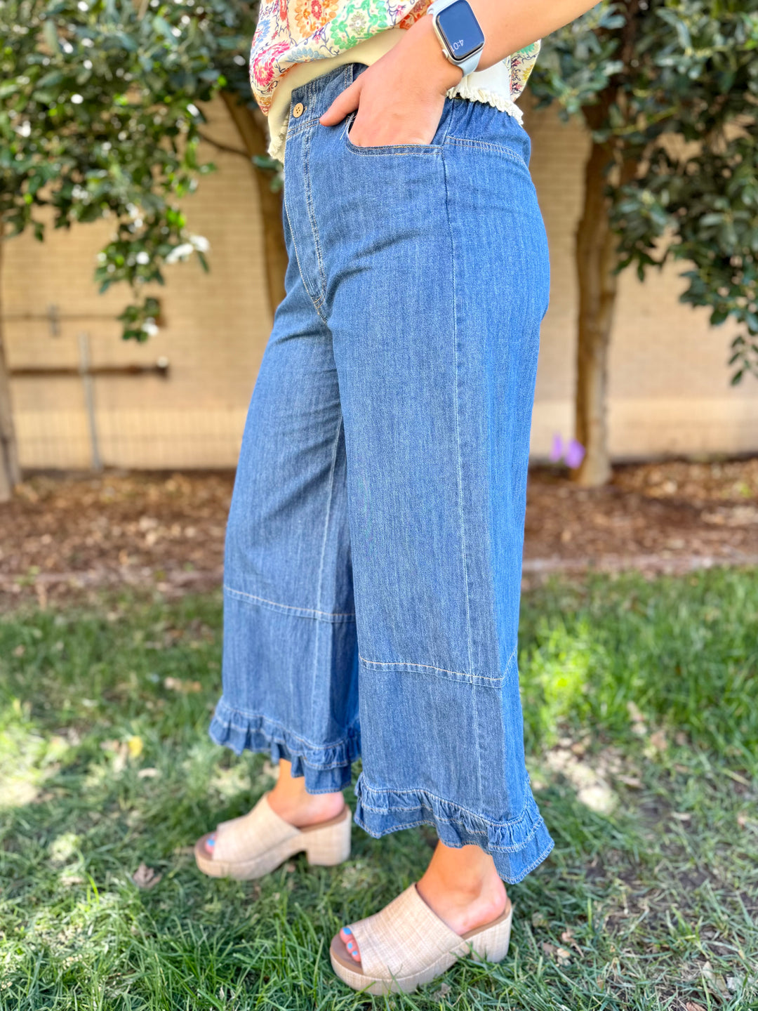 Ash High Rise Ruffle Hem Jeans