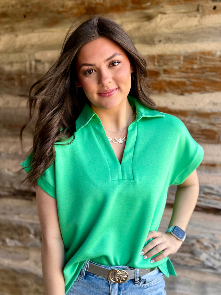 Green Grass Everyday V-Neck Top
