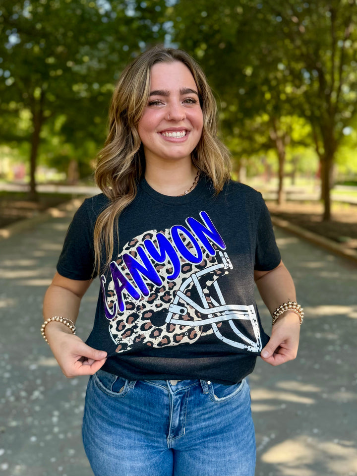Canyon Leopard Football Helmet Tee