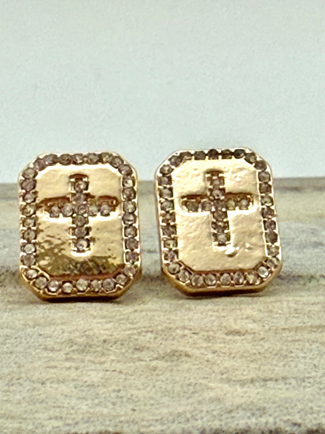 Rylee Rhinestone Cross Earrings