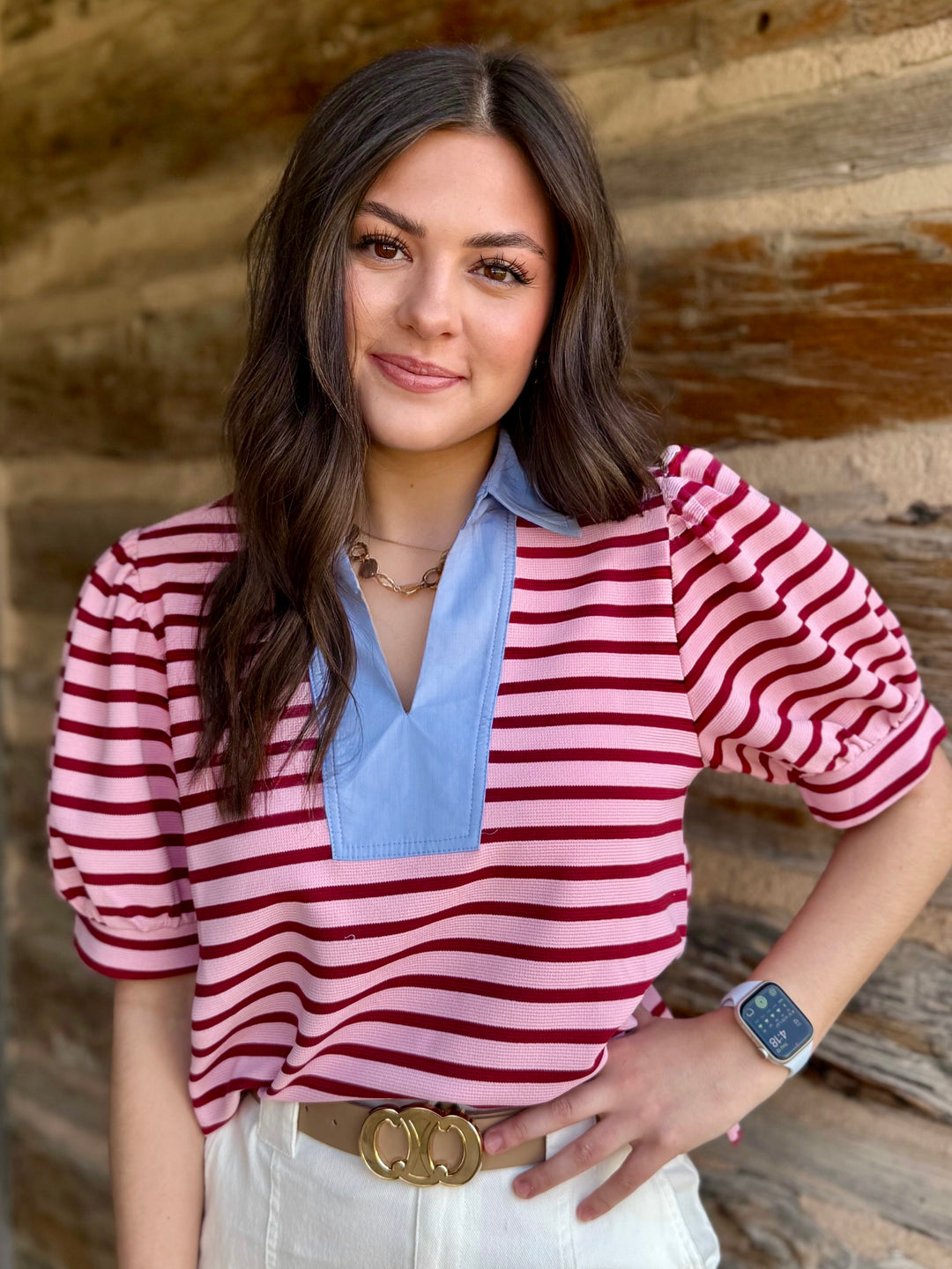 Simple Moments Pink Stripe Top