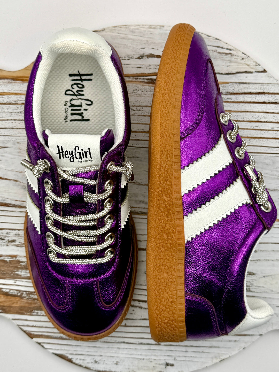 Heads Up Purple Metallic Sneaker by Corkys