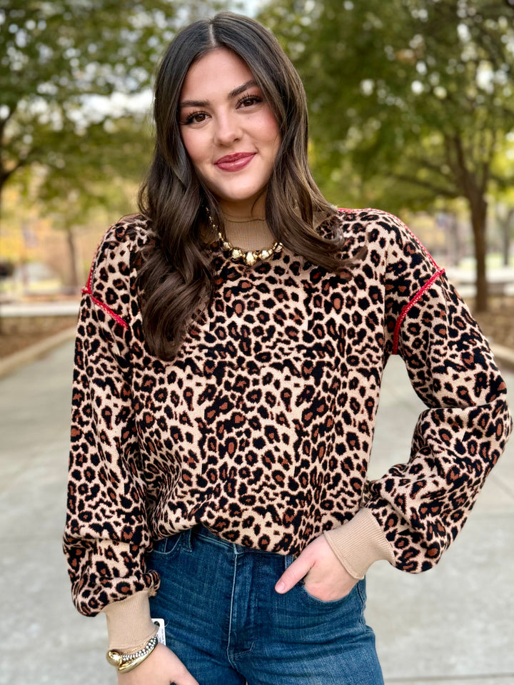 Wildline Leopard Roundneck Sweater