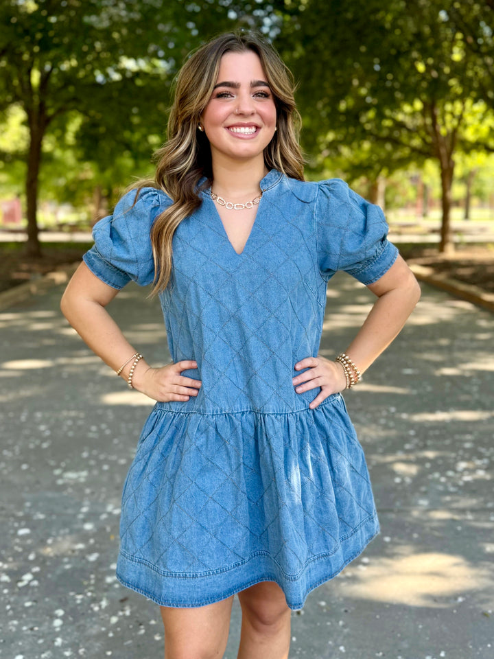 Fall Staple Quilted Denim Dress