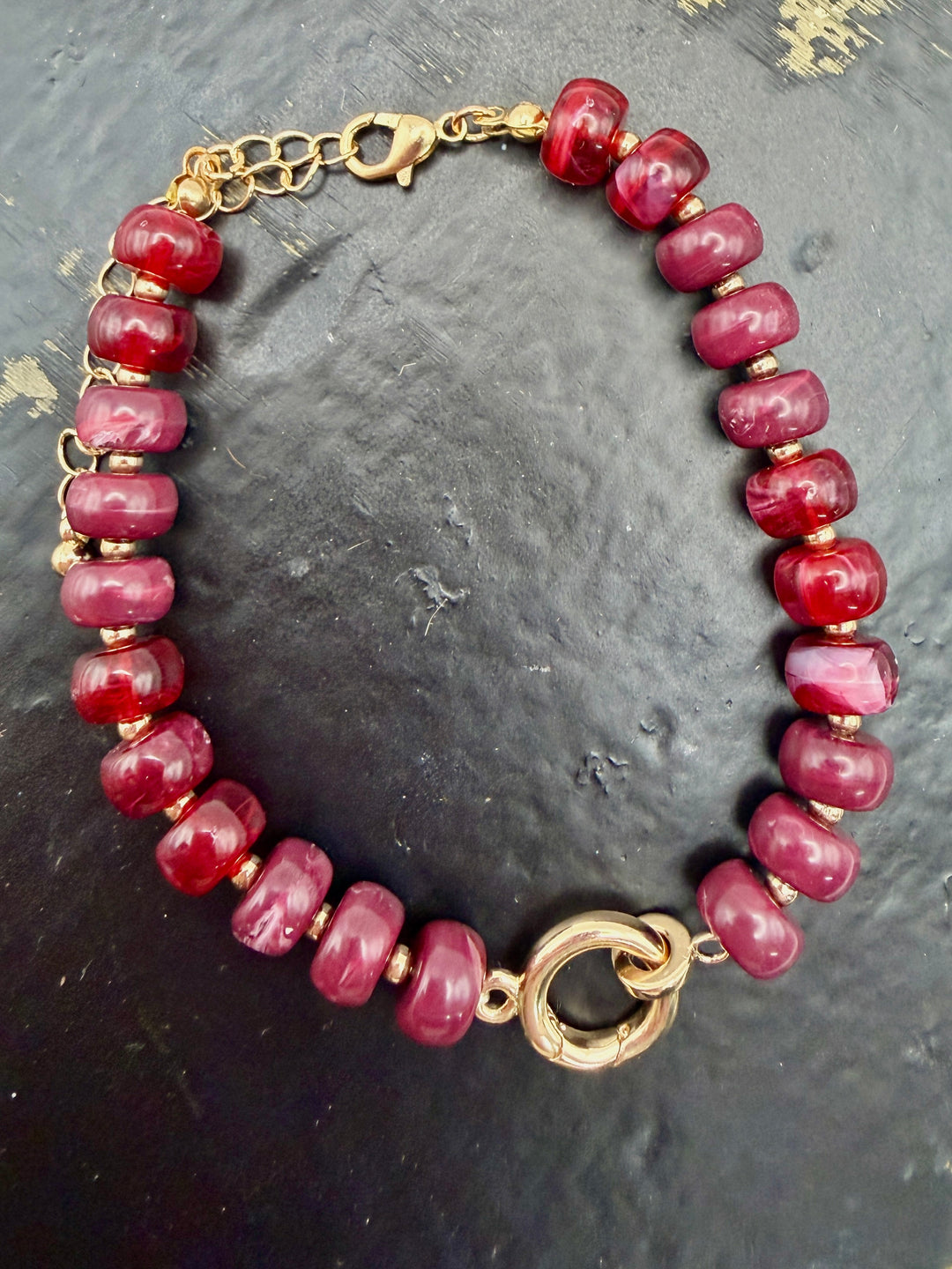 Maroon Center Clasp Bracelet