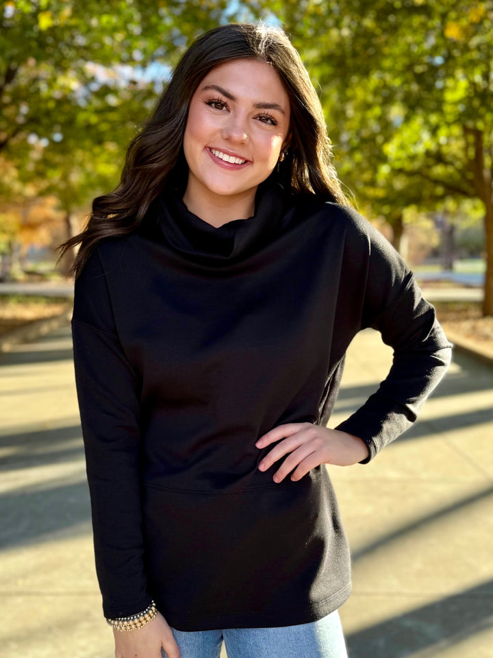 Coal Classic Black Turtleneck Top