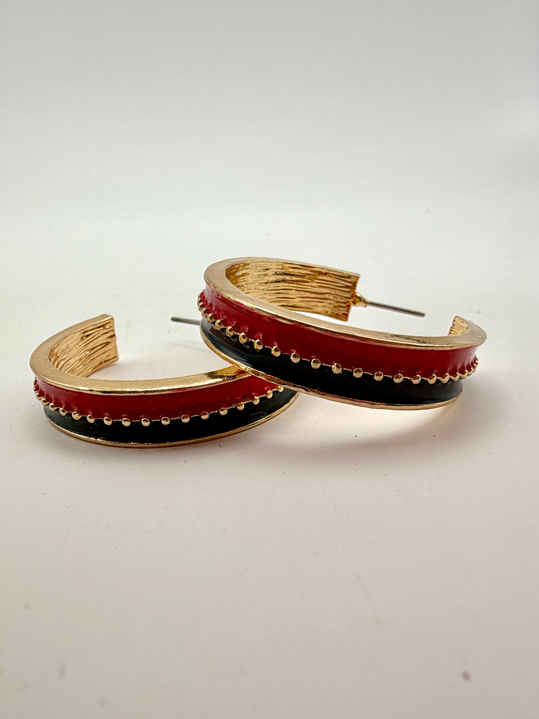 Double Take Red & Black Hoop Earrings