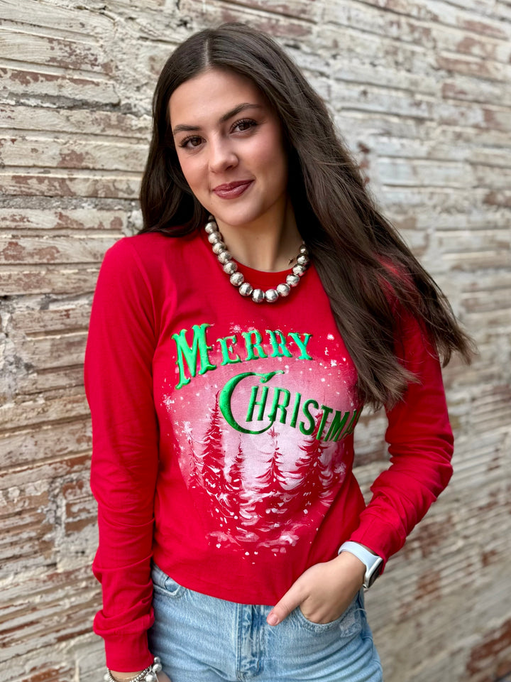 Merry Christmas Snow Globe LONG SLEEVE tee by Texas True Threads