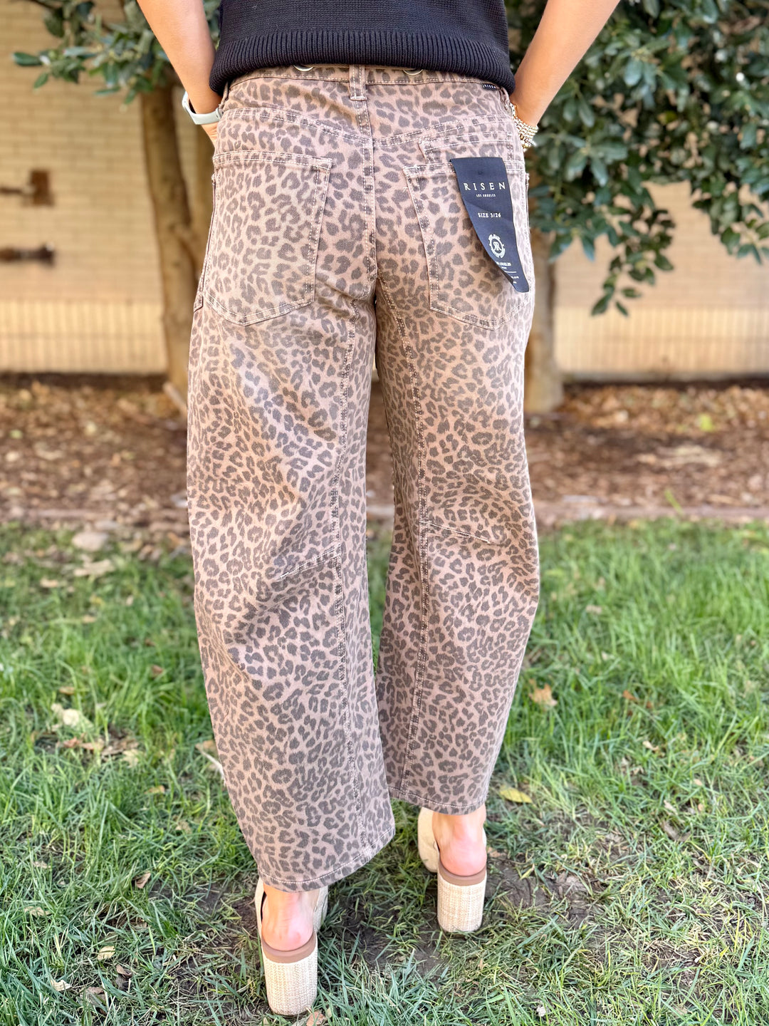 Georgia High Rise Leopard Barrel Jean by Risen