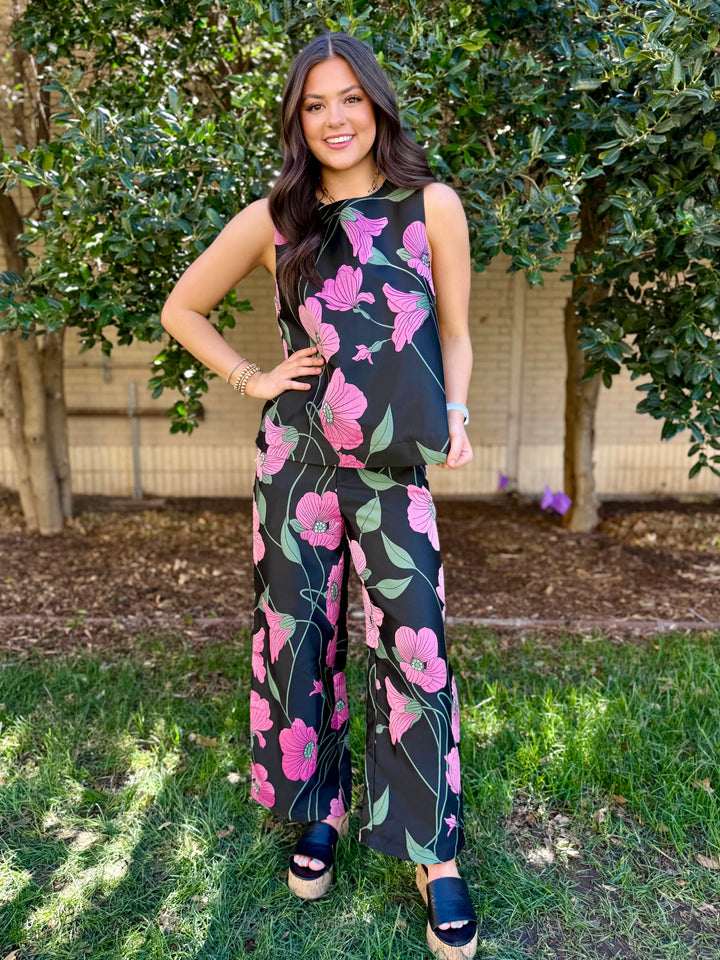 Midnight Garden Black Pant Set