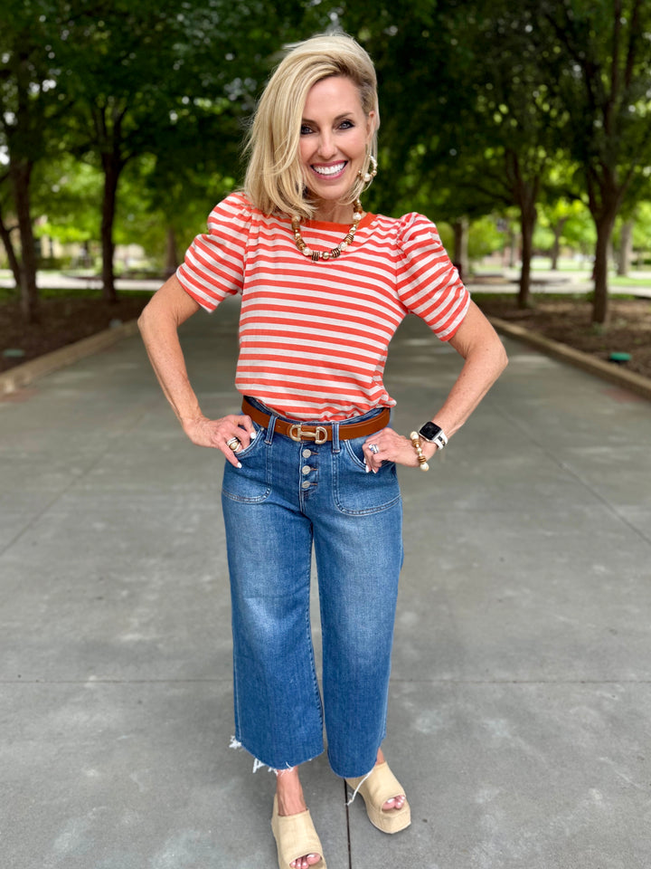 Laid Back Lines Orange Striped Top