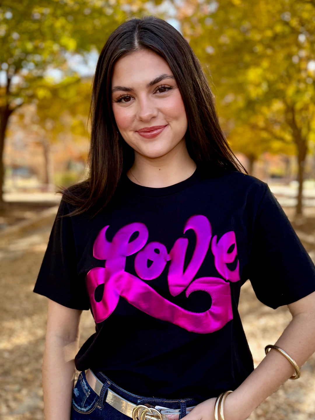 Love in Metallic Pink Short Sleeve Tee