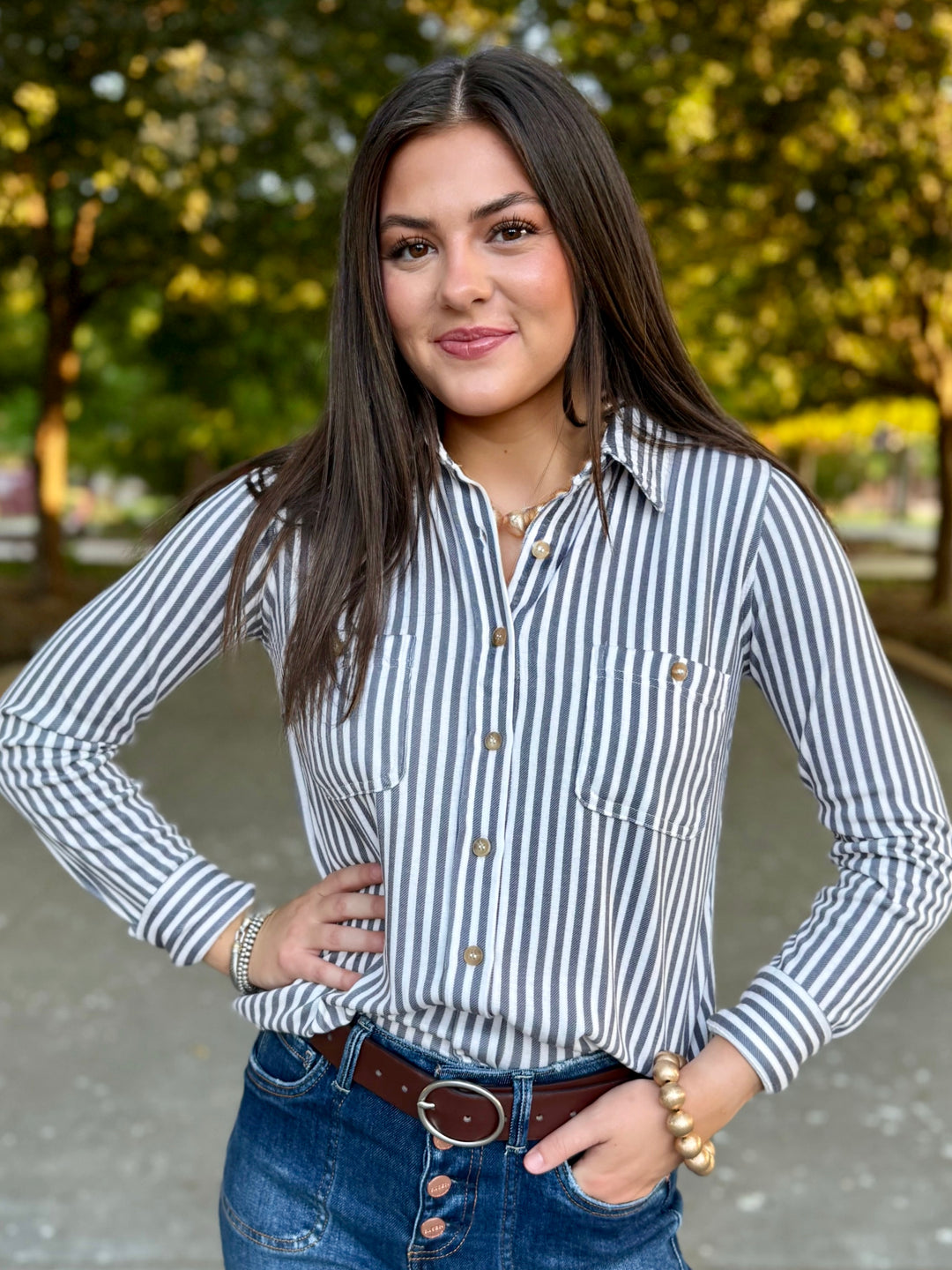 Seasonal Stripes Long Sleeve Top
