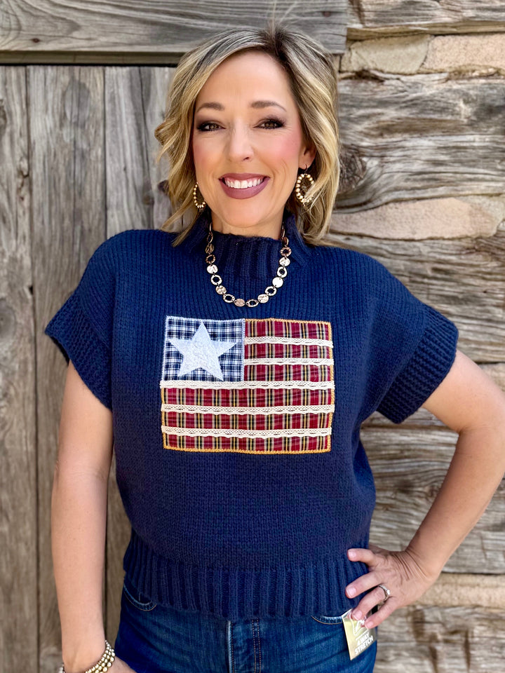 American Charm Navy Flag Sweater