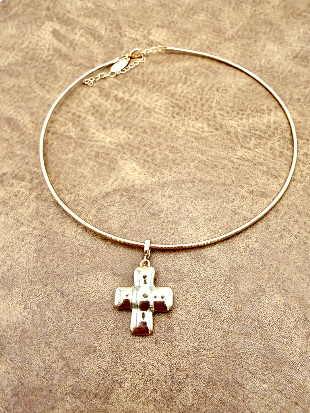 Ruth Gold Square Cross Collar Necklace