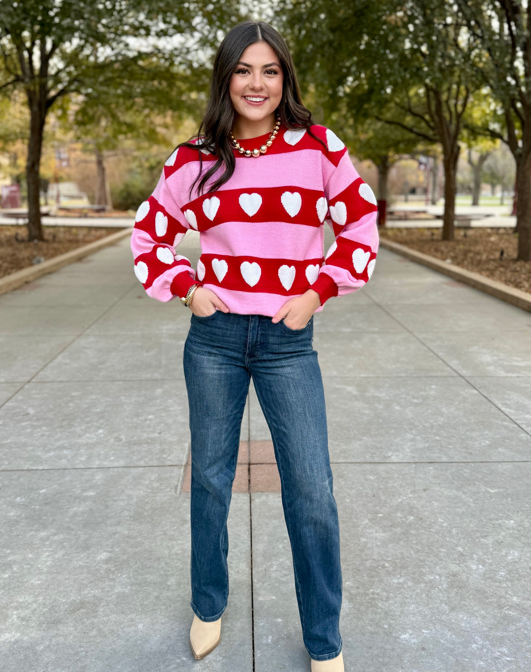 Easy Love Pink Heart Sweater