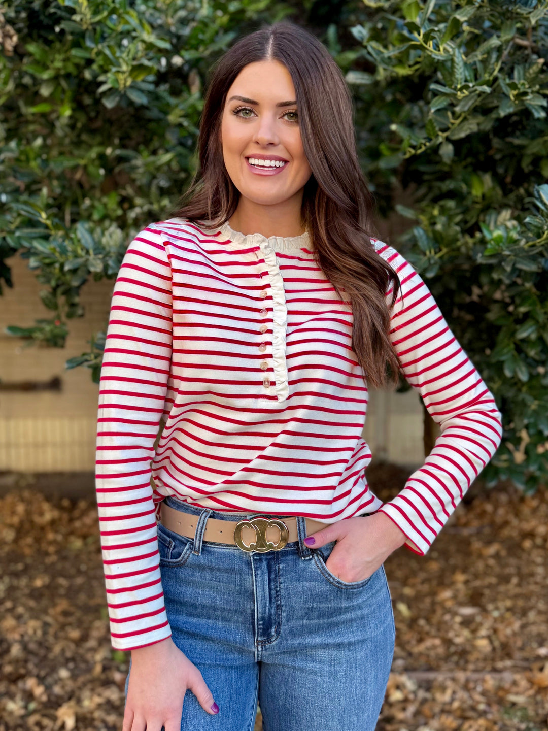 Stripe and Shine Red Striped Top