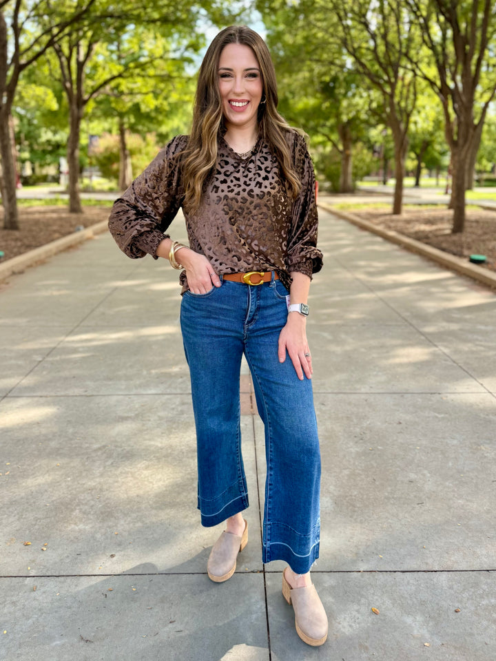 Leopard Muse Brown Velvet Blouse