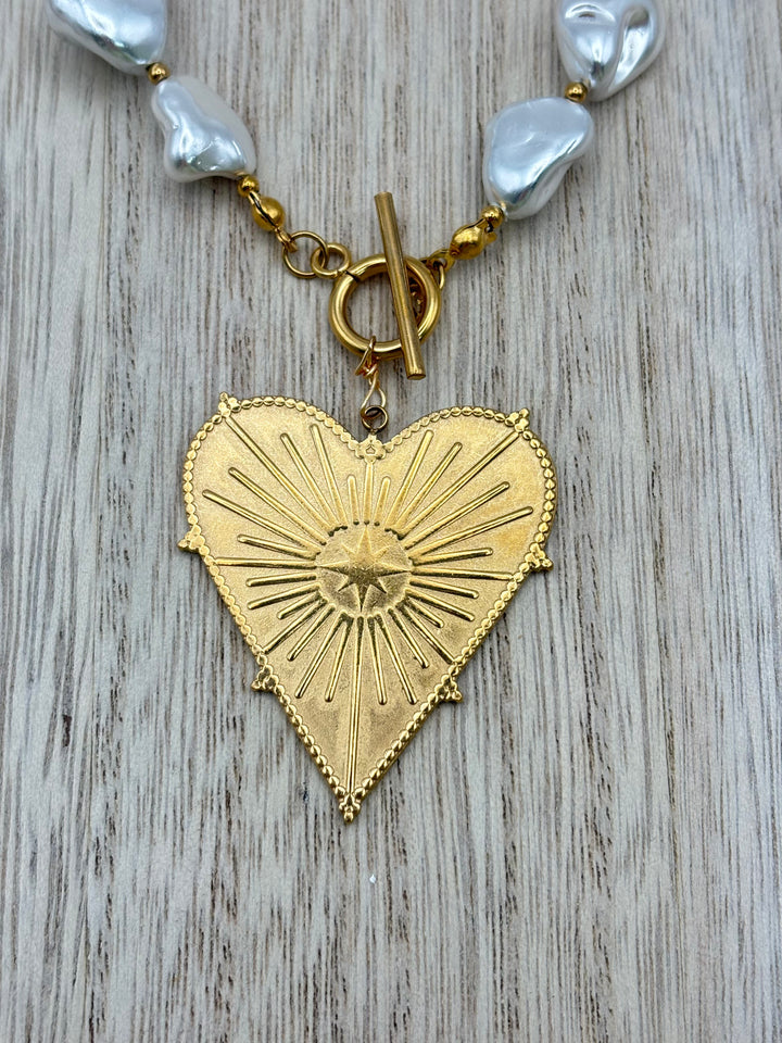 Blazing Heart Pearl Necklace by ChansuttPearls