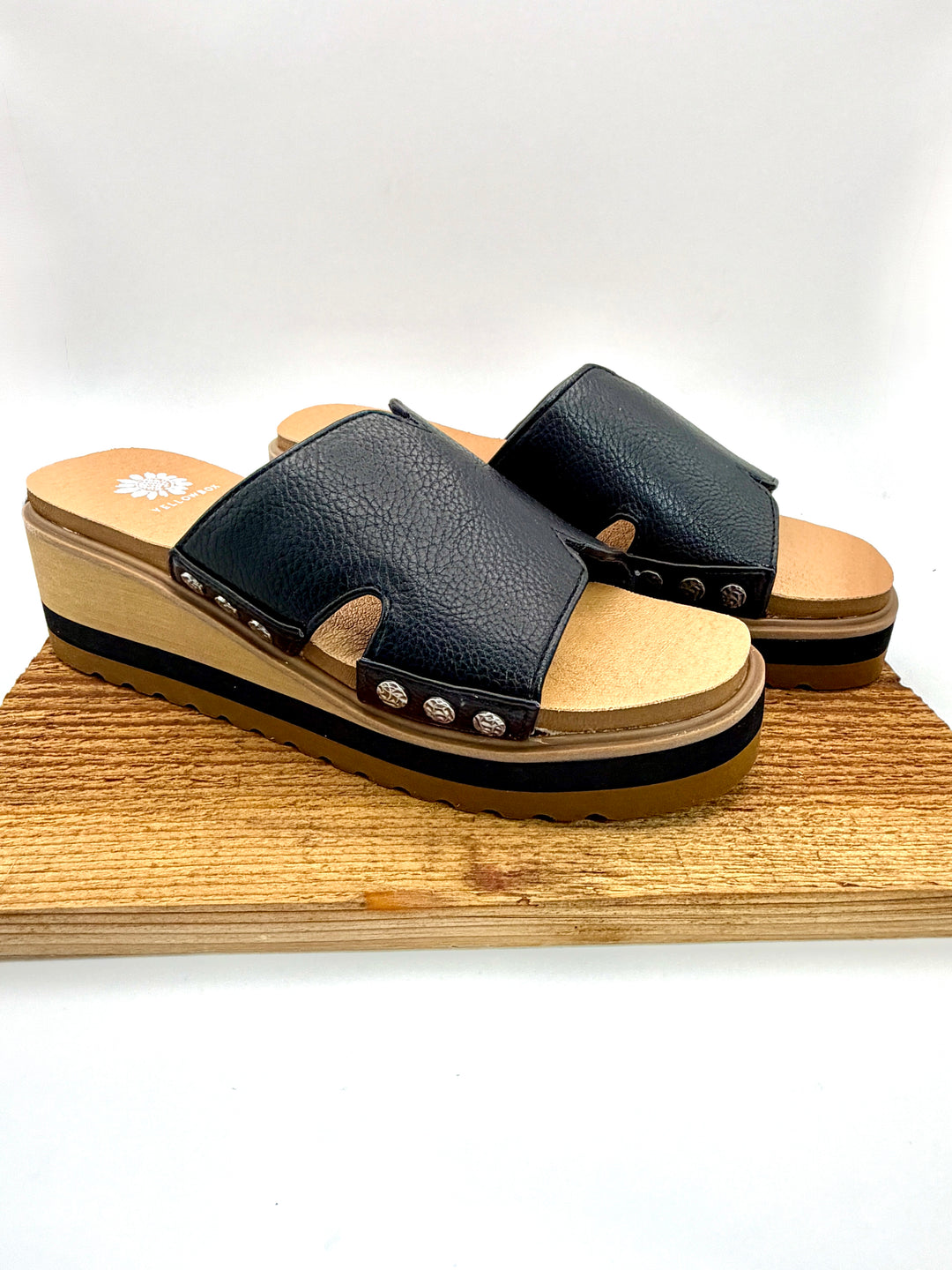 Alameda Black Wedge Sandal by Yellow Box