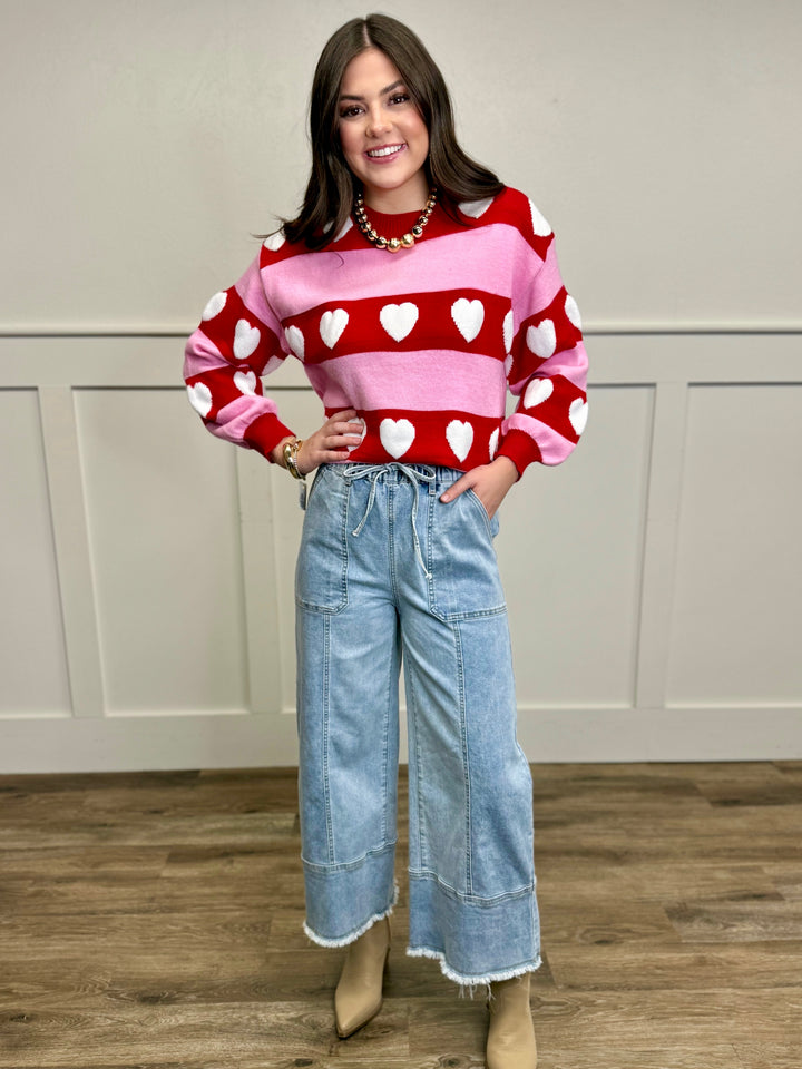 Addy Raw Hem Cropped Wide Leg Jean