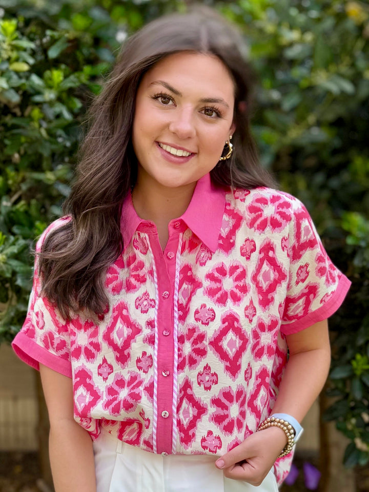 Pink Moment Collared Blouse