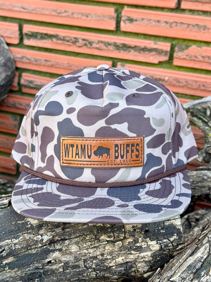 WTAMU Buffs Leather Patch Camo Cap