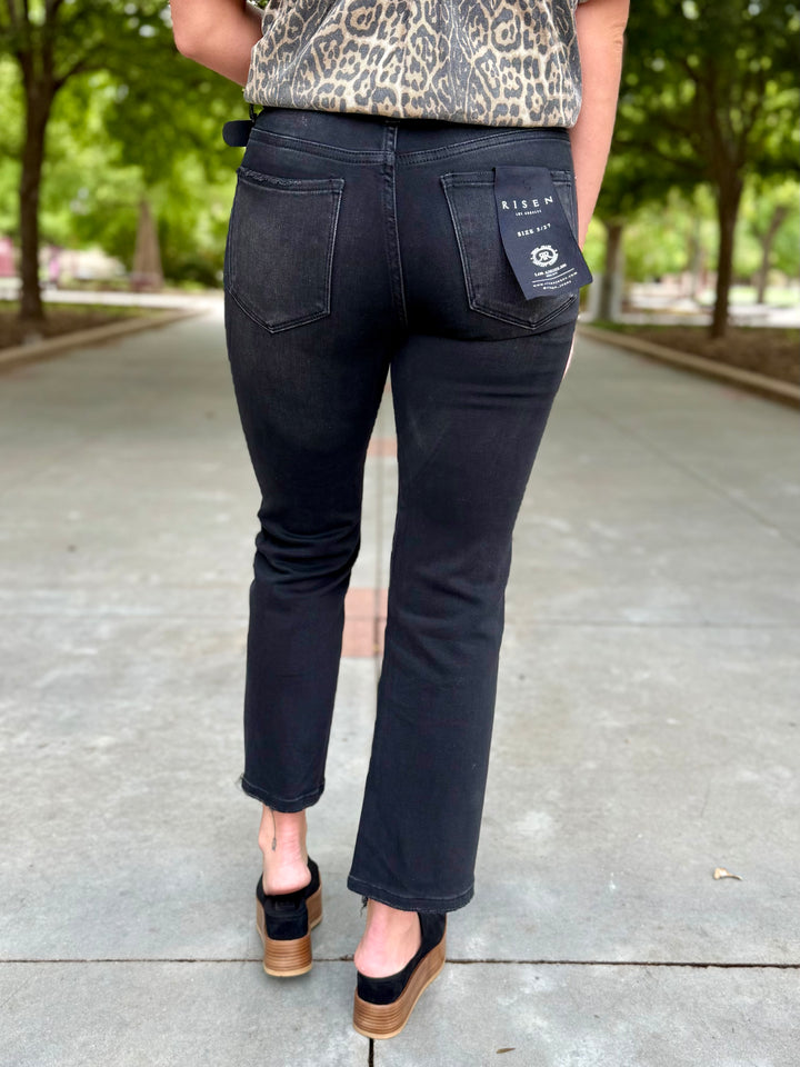 Paige High Rise Black Straight Jean by Risen