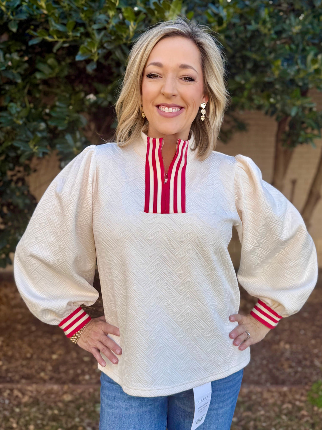 Easy Zip Cream 1/4 Zip Top