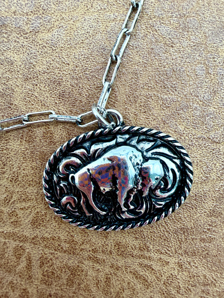 Oval Buffalo Plate Necklace