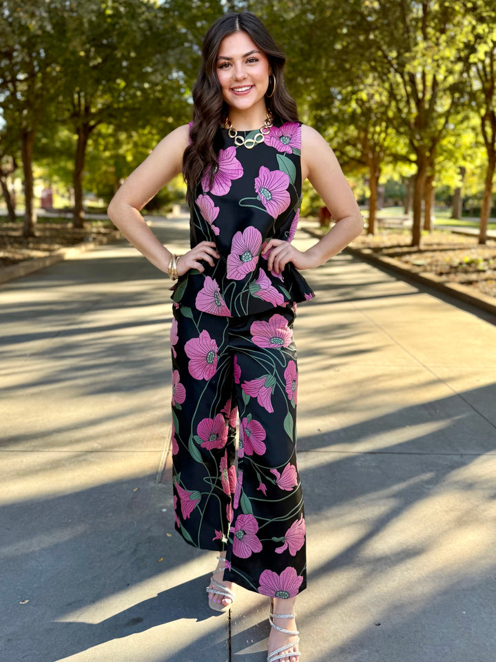 Midnight Garden Black Pant Set