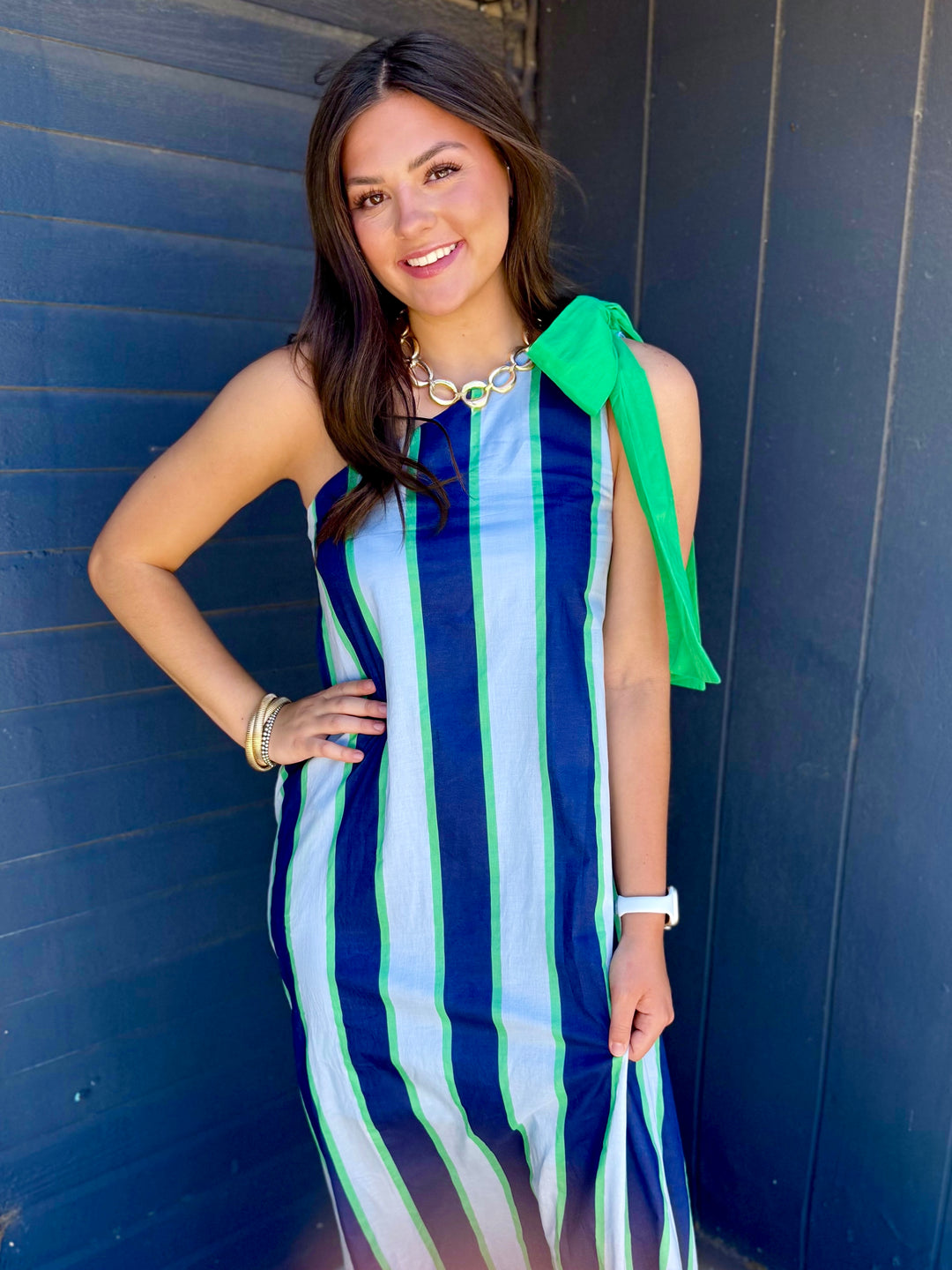 Tidal Twist Blue One Shoulder Dress
