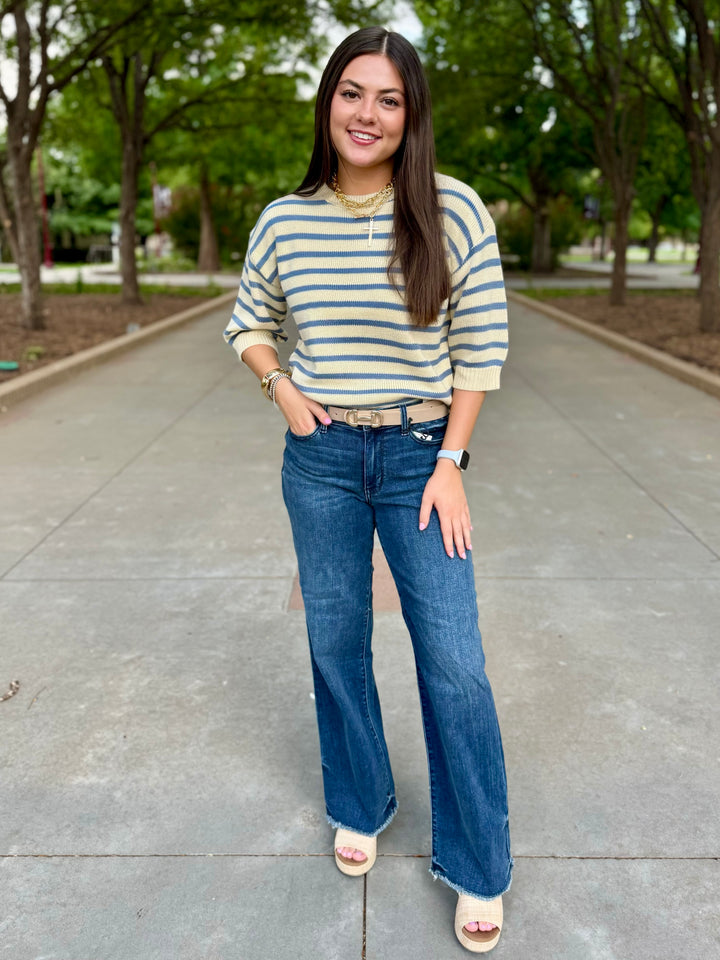 Breezy Days Cream Stripe Sweater