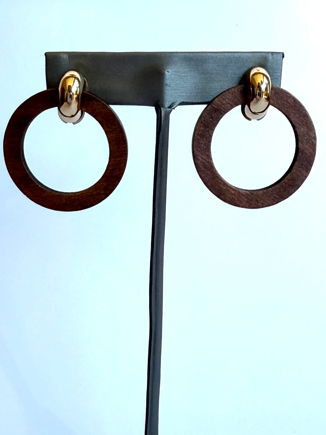 Kai Wooden Hoop Earrings in Brown