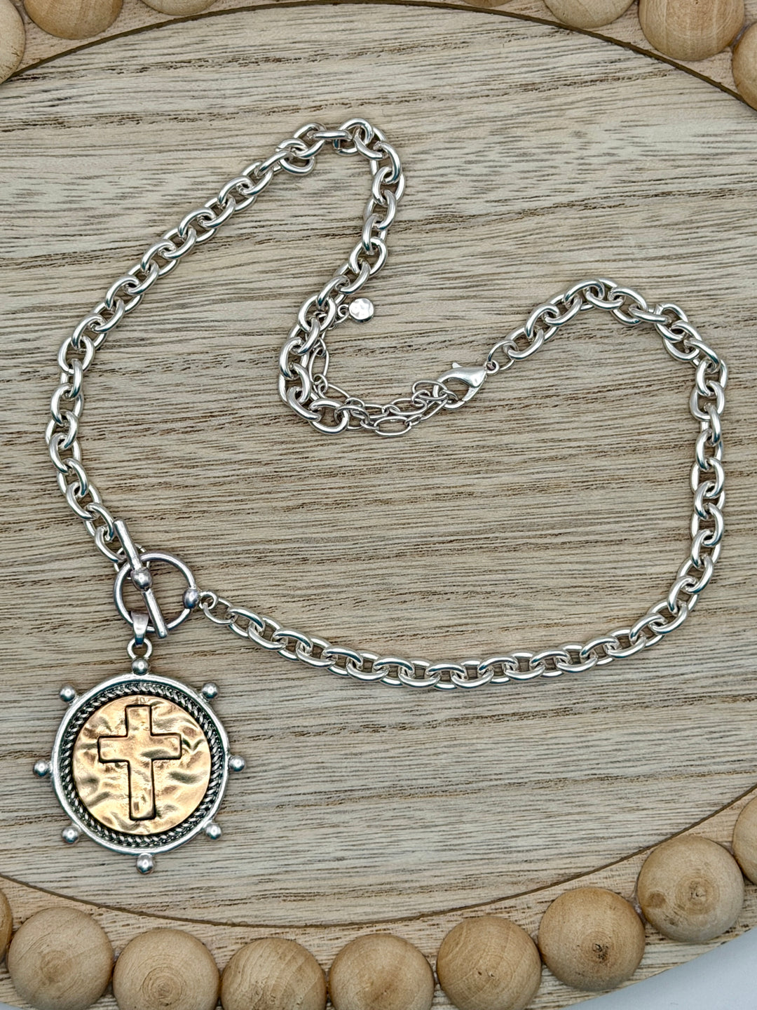 Two Tone Coin Pendant Necklace