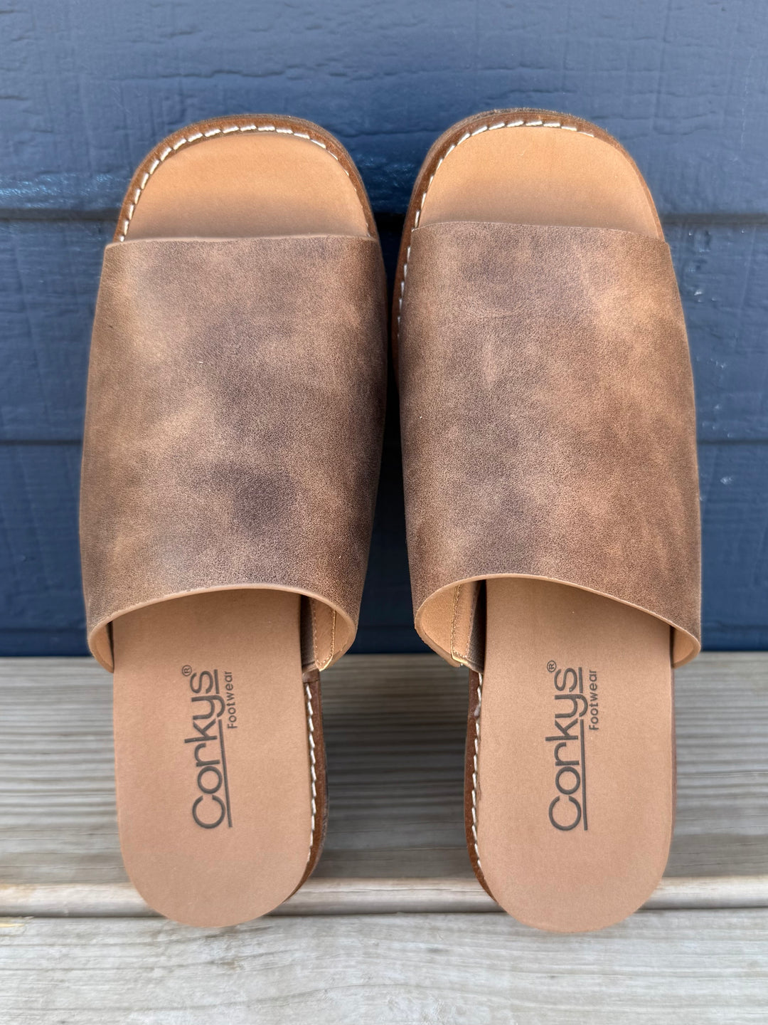 Mugshot Tan Slip On Wedge by Corkys