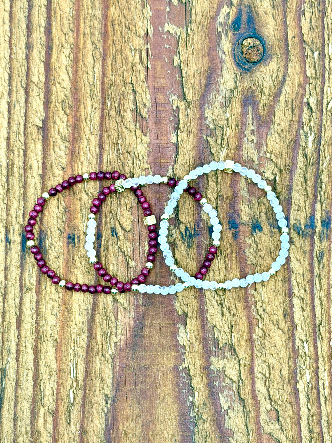 Junie Maroon & White Bracelet Set