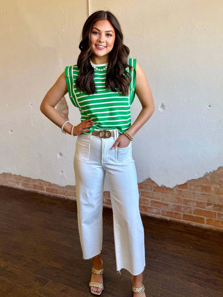 Spring Green Striped Top