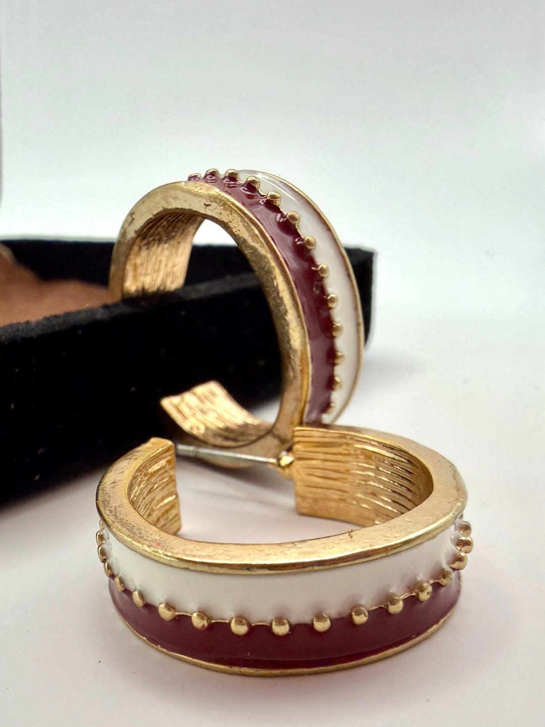 Double Take Maroon Hoop Earrings