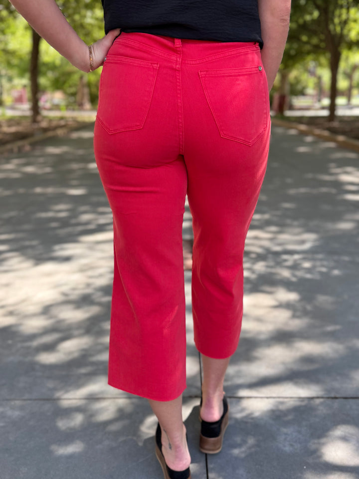 Cameron High Rise Tummy Control Wide Crop Jean by Judy Blue