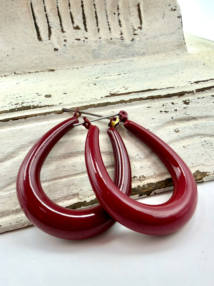 Field Day Maroon Oval Earrings