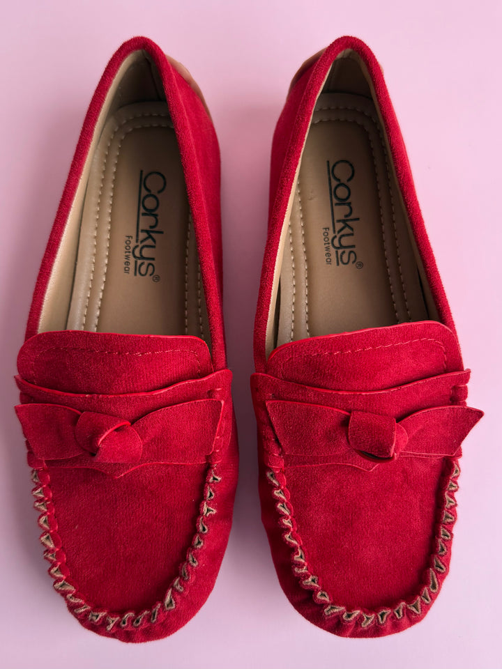 Driving Miss Daisy Red Faux Suede Loafer by Corkys