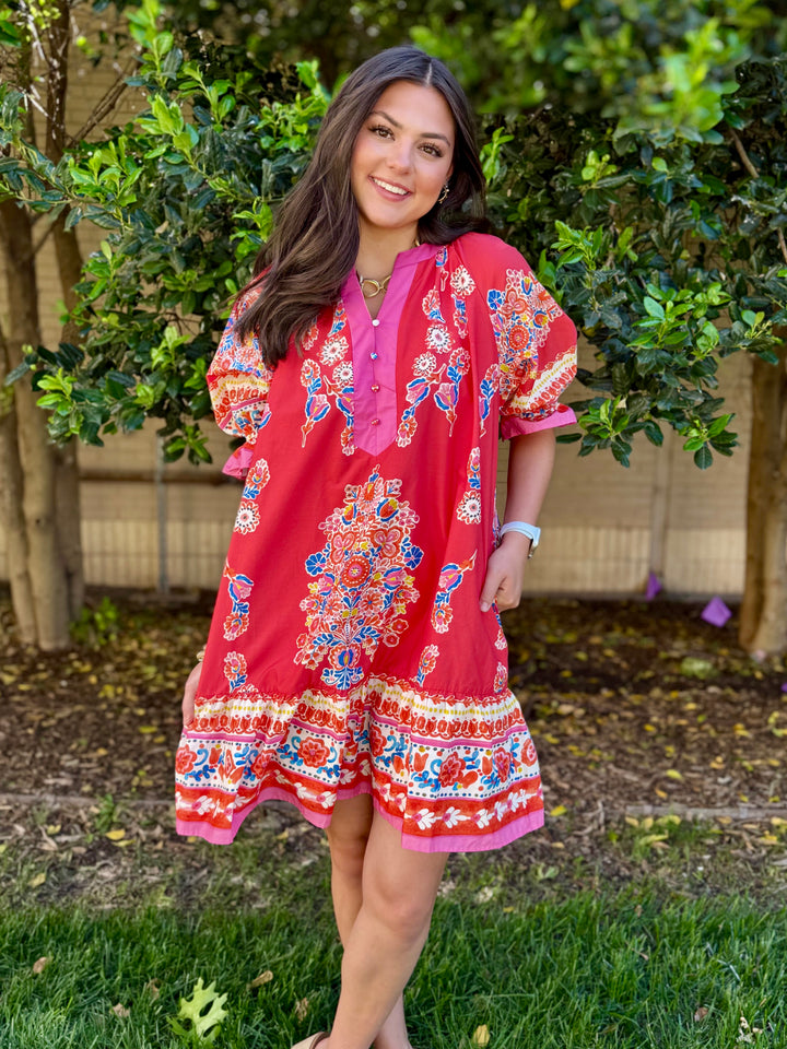 Sweet Escape Coral V-Neck Dress