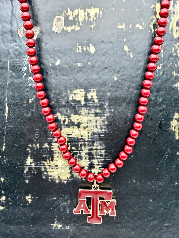 Texas A&M Beaded Necklace
