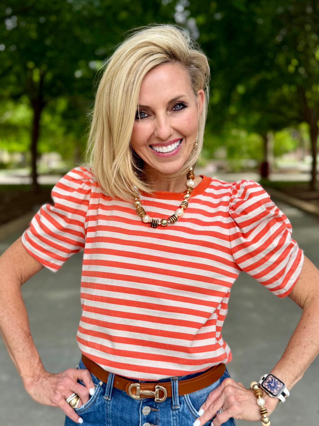 Laid Back Lines Orange Striped Top