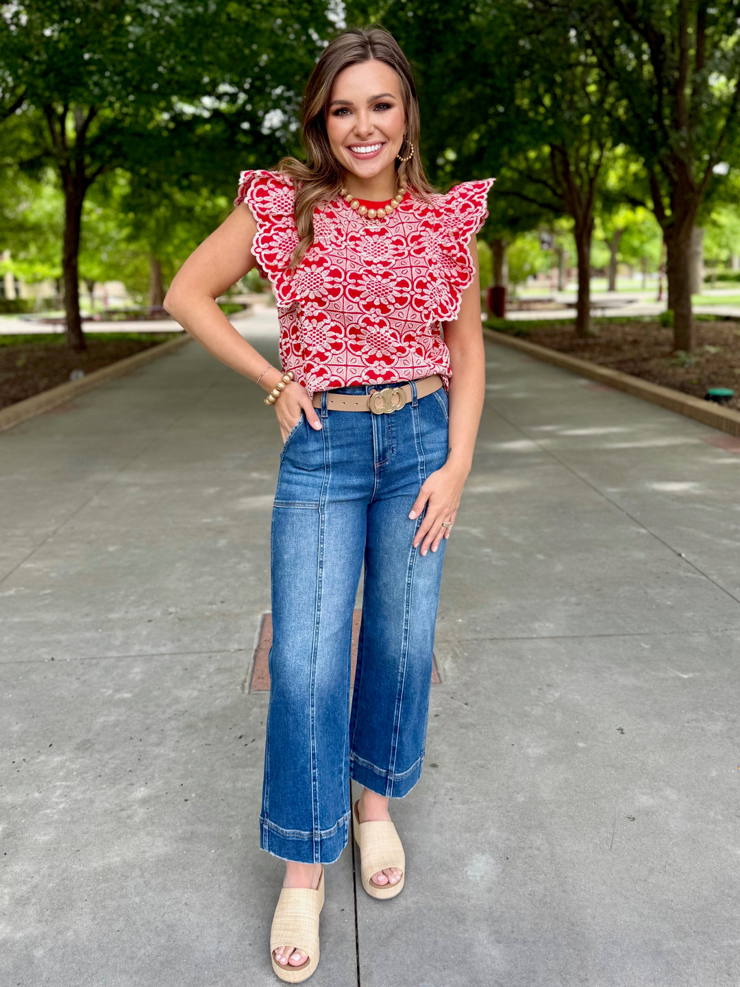 Threaded in Charm Red Blouse