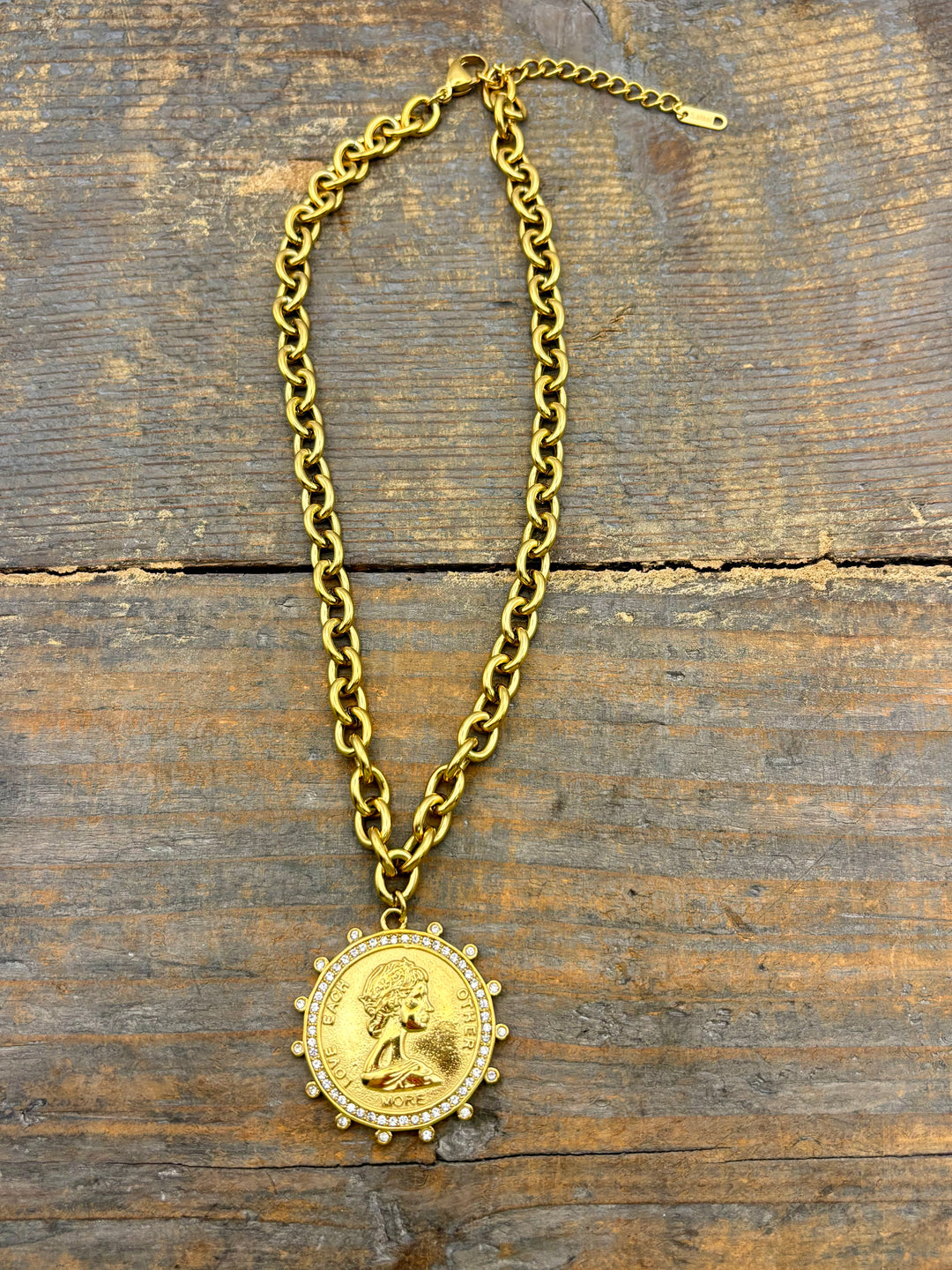Gold Coin Pendant Necklace by ChansuttPearls
