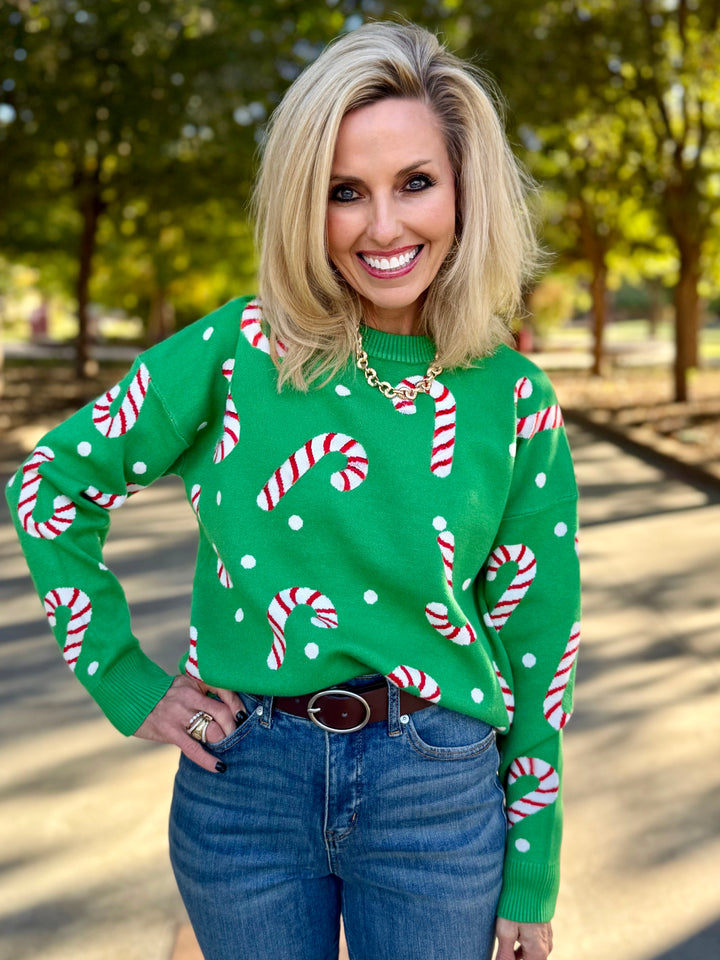 Peppermint Wishes Green Sweater